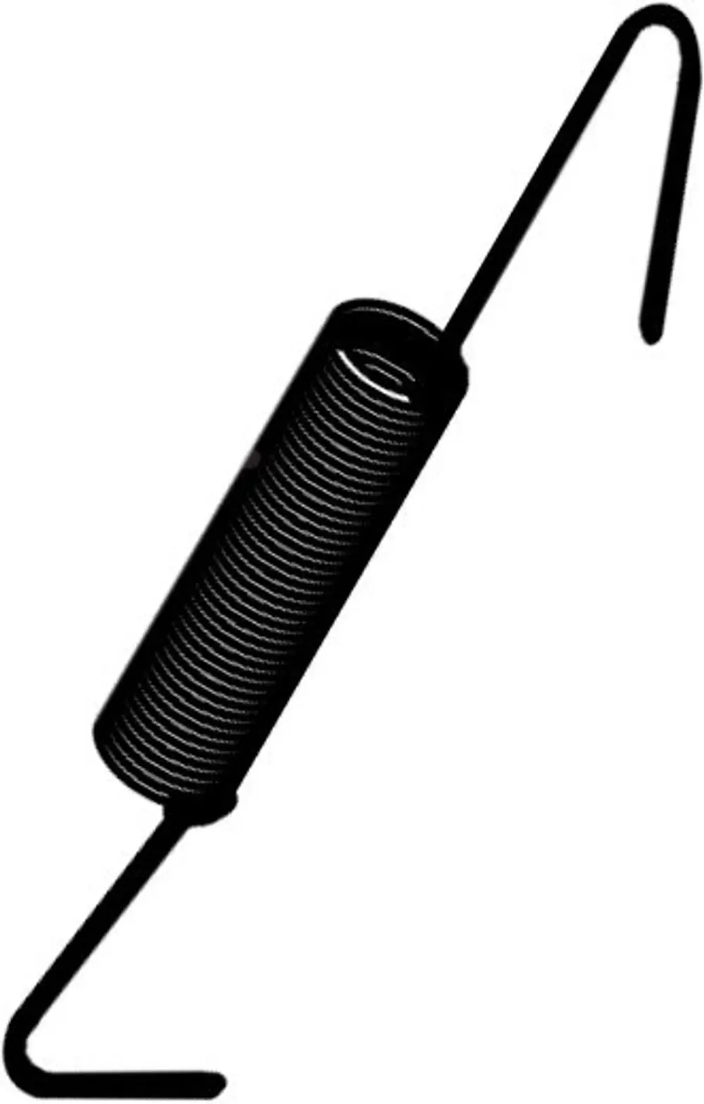 Schwarz gefederte Spannfeder mit zwei gebogenen Enden, ideal für Befestigungen. Produkt von Bosch, dargestellt in einer einfachen, technischen Zeichnung.